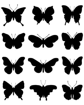 Sticker Silhouetten von schwarzen Schmetterlingen