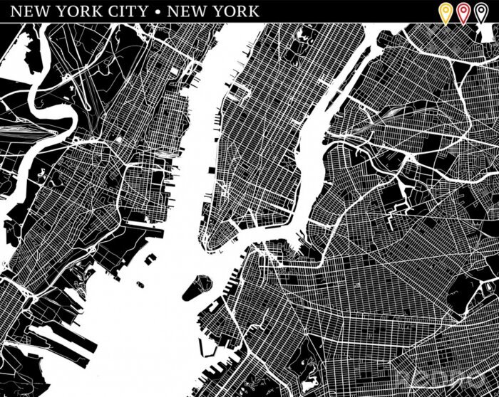 Sticker Simple map of New York City, New York