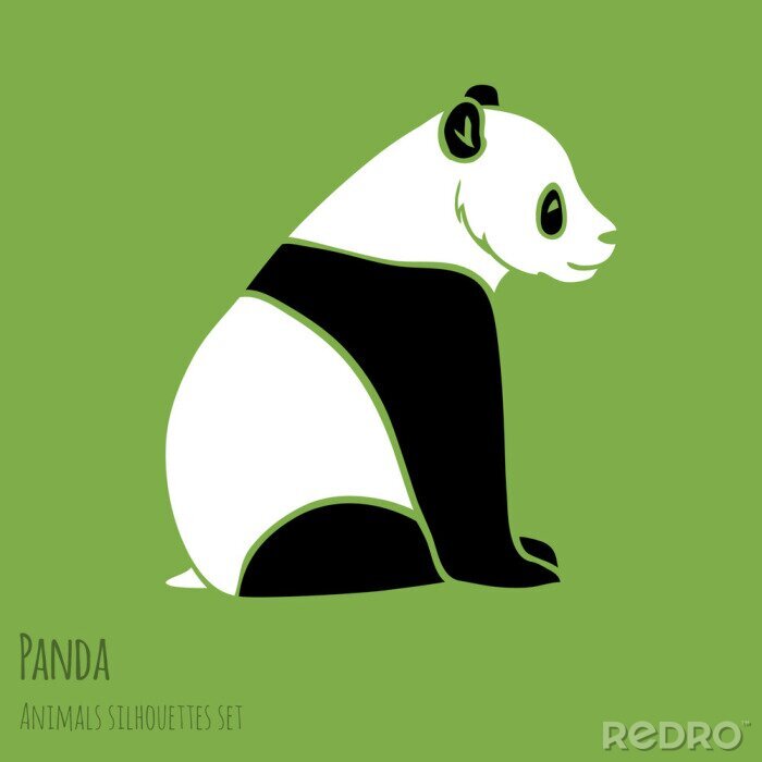 Sticker Sitzender Panda auf grünem Hintergrund