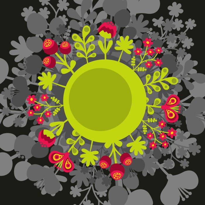 Sticker Skandinavische Ornamente mit Blumen