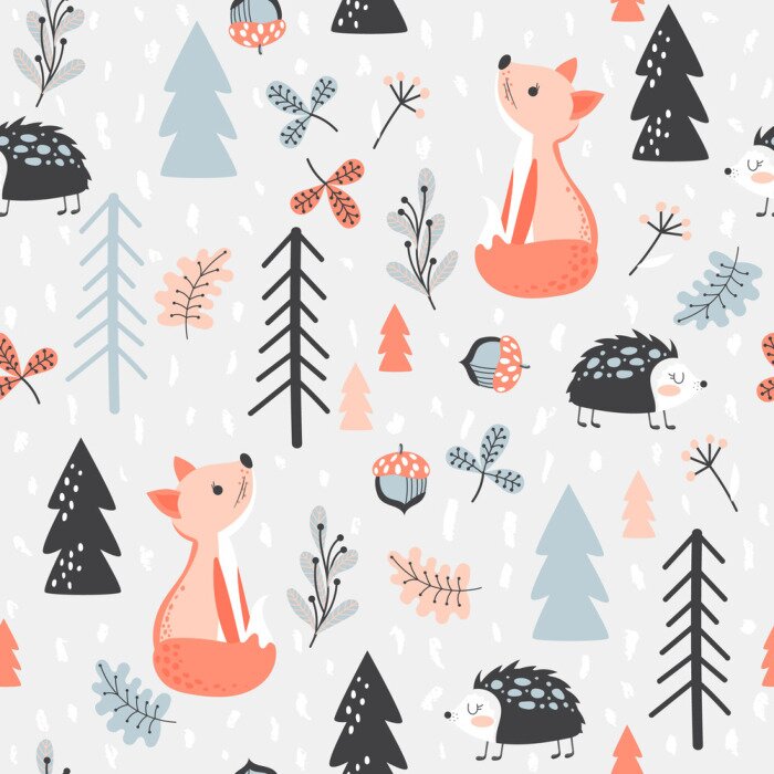 Sticker Skandinavische Waldtiere