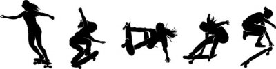 Sticker skateboard girl silhouette