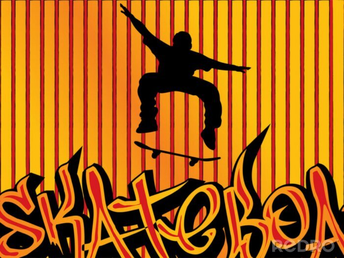 Sticker Skateboard Hintergrund 2 orange