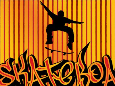 Sticker Skateboard Hintergrund 2 orange