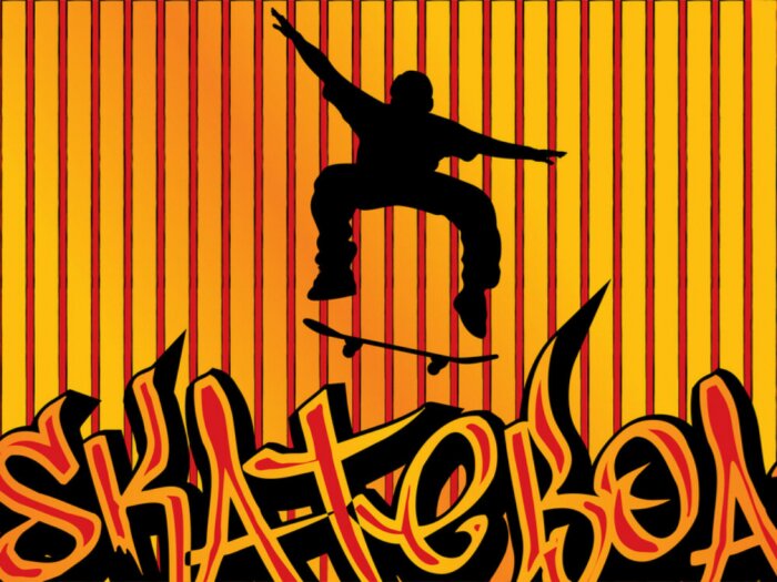 Sticker Skateboard Hintergrund 2 orange