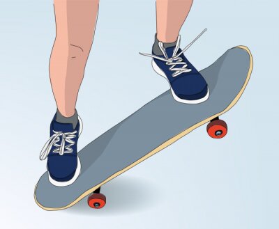 Sticker Skateboard-Sprung-Illustration - Zeichenstil Skateboard-Konzept -