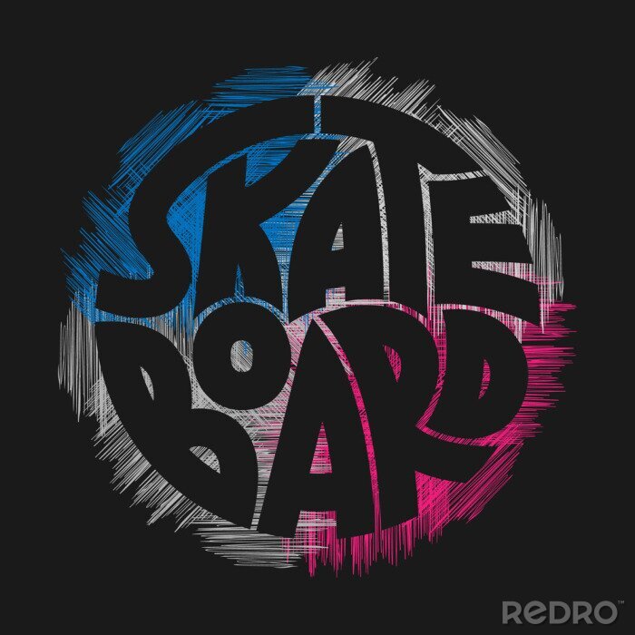 Sticker Skateboard typography graphics. Concept in grunge style for print production. T-shirt fashion Design.
