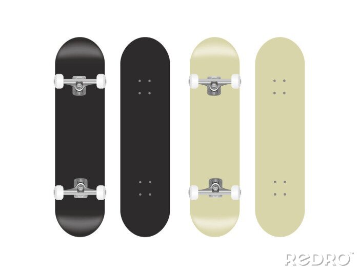 Sticker skateboard vector template illustration set (black/white)