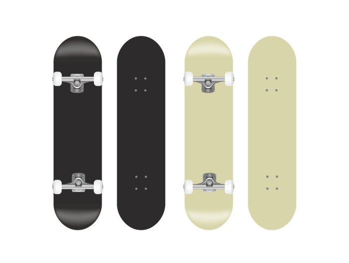 Sticker skateboard vector template illustration set (black/white)