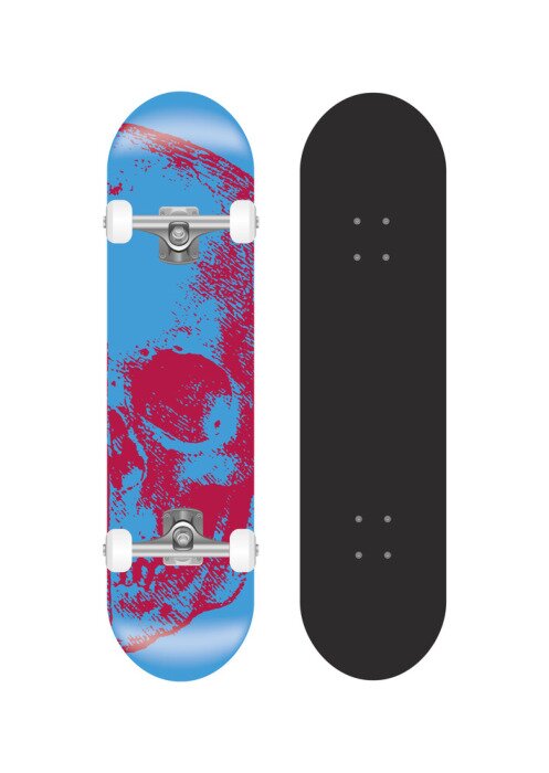 Sticker skateboard vector template illustration (with backside design) 