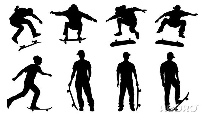Sticker Skateboardfahrer silhouetten