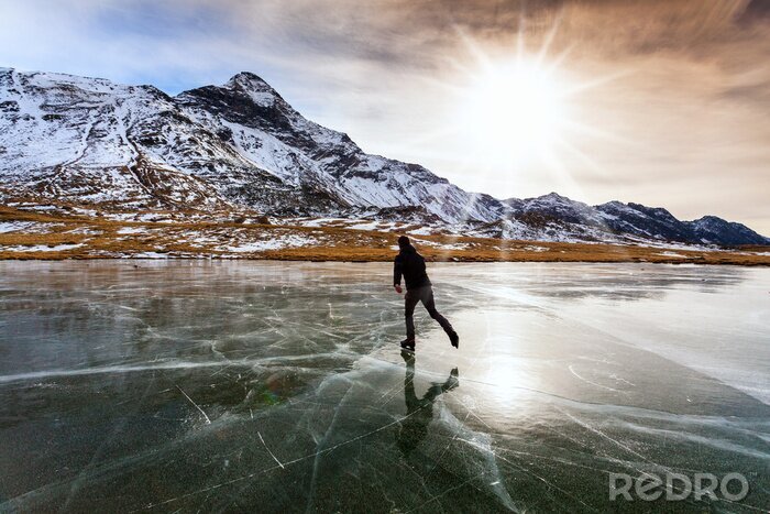 Sticker Skaten auf gefrorenem See