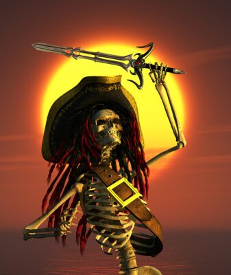 Sticker Skeleton Pirat im Tropical Sun