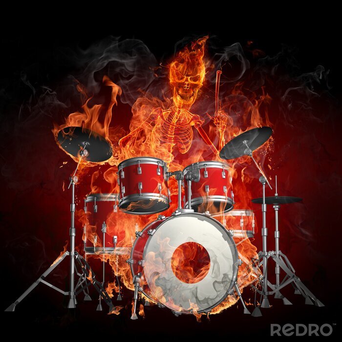 Sticker Skelett, das ein Schlaginstrument spielt