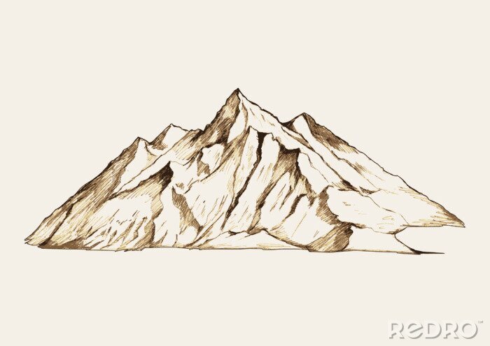 Sticker Sketch Illustration eines Berg
