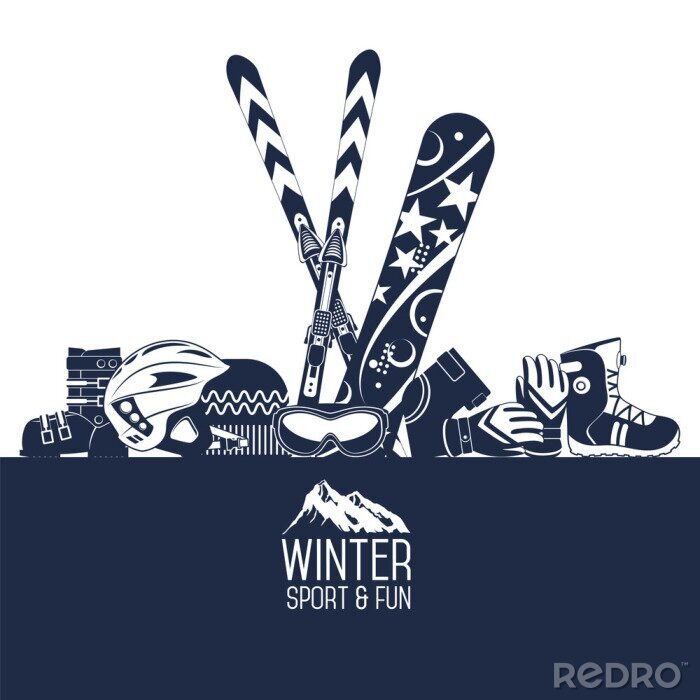 Sticker Skifahren. Extreme Wintersportarten.