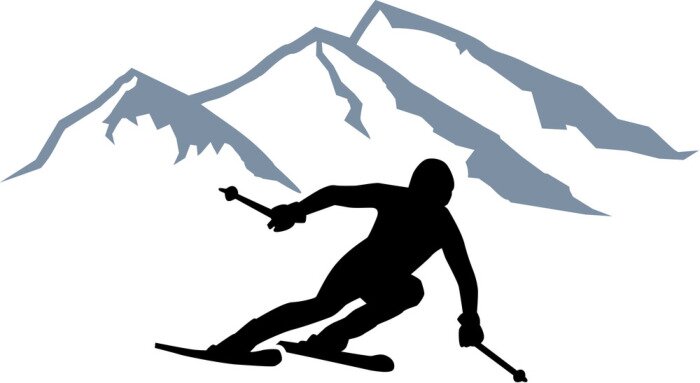 Sticker Skifahrer Silhouette Berge