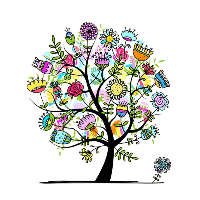 Sticker Skizze der floral Baum für Ihr Design