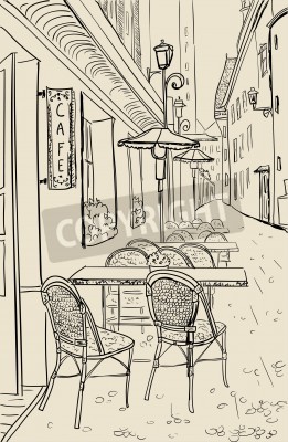 Skizze eines alten Cafés