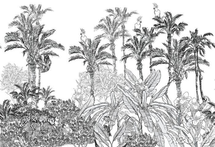 Sticker Skizzierte Palmen