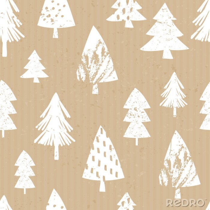 Sticker Skizzierte weiße Weihnachtsbäume