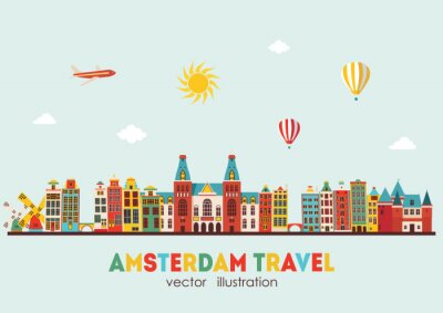 Sticker Skyline von Amsterdam. Abbildung