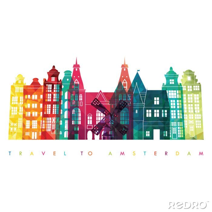 Sticker Skyline von Amsterdam Vektor-Illustration
