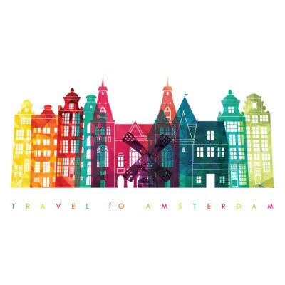 Sticker Skyline von Amsterdam Vektor-Illustration