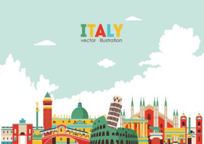 Sticker Skyline von Italien. Abbildung