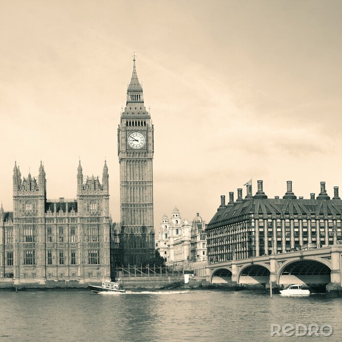 Sticker Skyline von London in Sepia