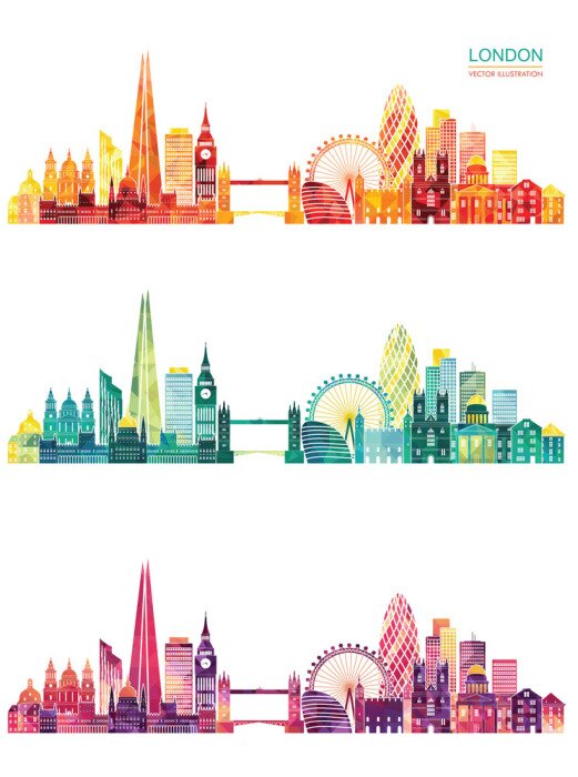Sticker Skyline von London Vektor-Illustration
