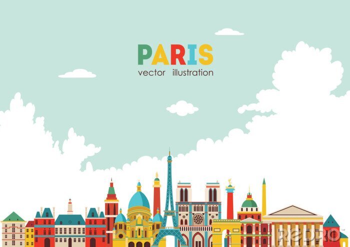 Sticker Skyline von Paris Vektor-Illustration - Stock Vektor