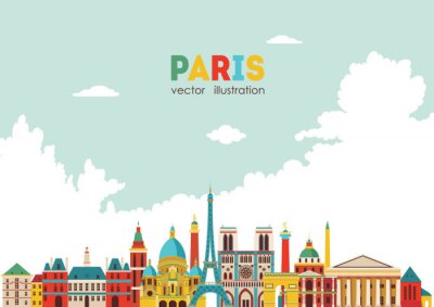 Sticker Skyline von Paris Vektor-Illustration - Stock Vektor