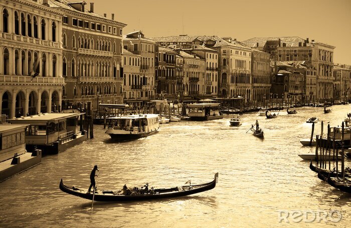 Sticker Skyline von Venedig in Sepia