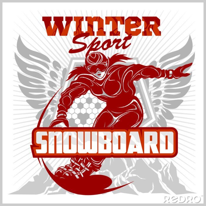 Sticker Snowboard-Emblem, Etiketten und gestaltete Elemente.