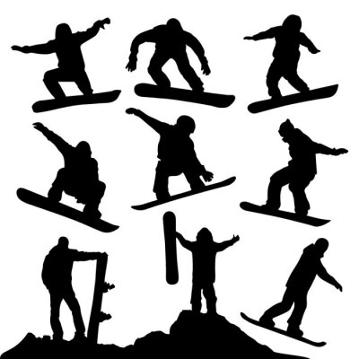 Sticker Snowboard Silhouetten