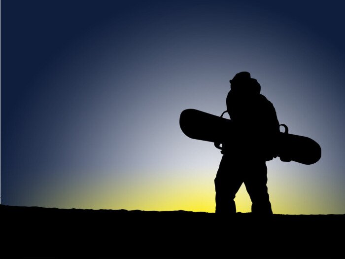 Sticker Snowboard Sonnenuntergang