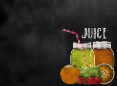 Sticker Sommergetränke Säfte in Gläsern Zeichnung