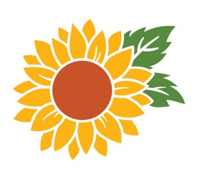 Sticker Sonnenblume mit grünem Laub