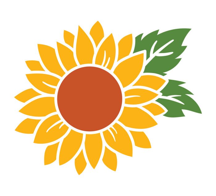 Sticker Sonnenblume mit grünem Laub