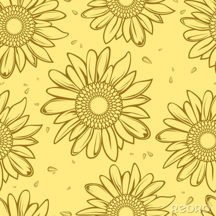 Sticker Sonnenblume nahtlose Hintergrund