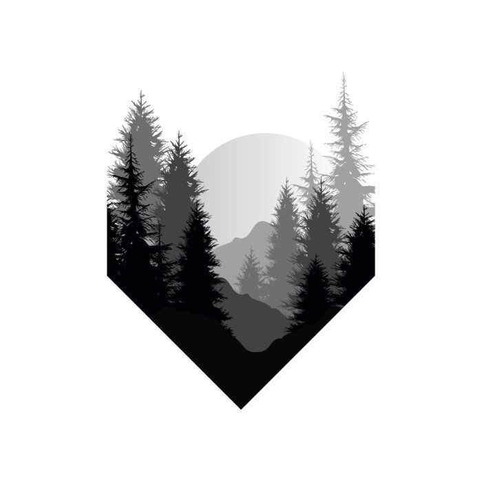 Sticker Sonnenuntergang auf einem Waldhintergrund