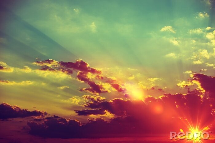 Sticker Sonnenuntergang im Retro-Stil