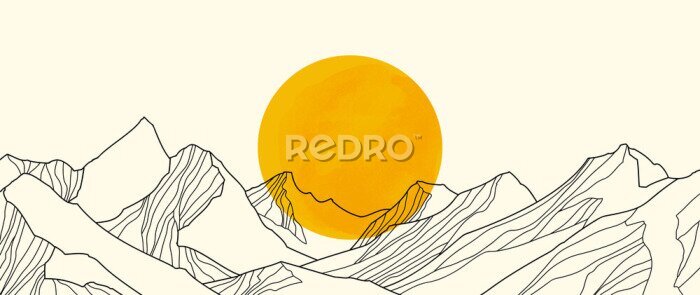 Sticker Sonnenuntergang Landschaft minimal