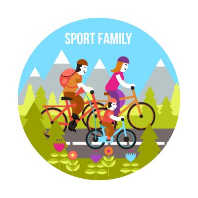 Sticker Sport Familie Konzept
