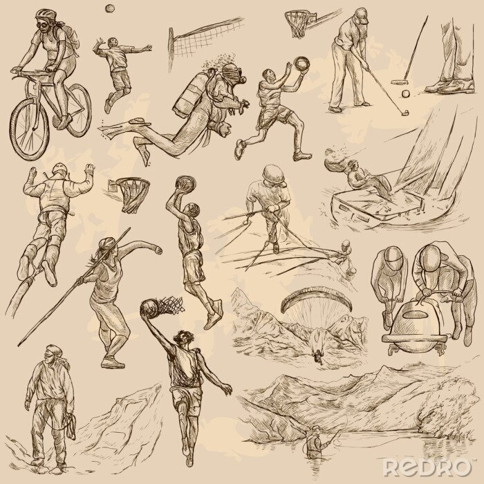 Sticker Sport-Mix - Eine Hand gezeichnet Vektor-Sammlung