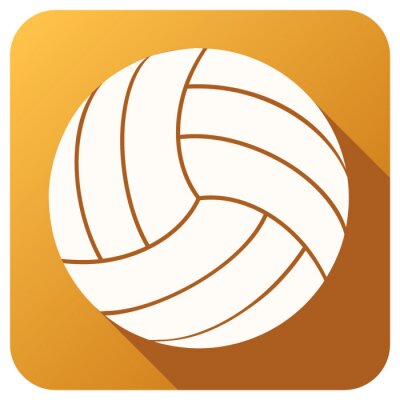 Sticker Sport Symbol mit Volleyball Ball im flachen Stil. Vector