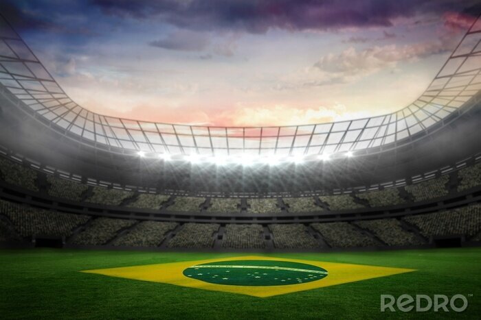 Sticker Stadion mit brasilianischer Flagge