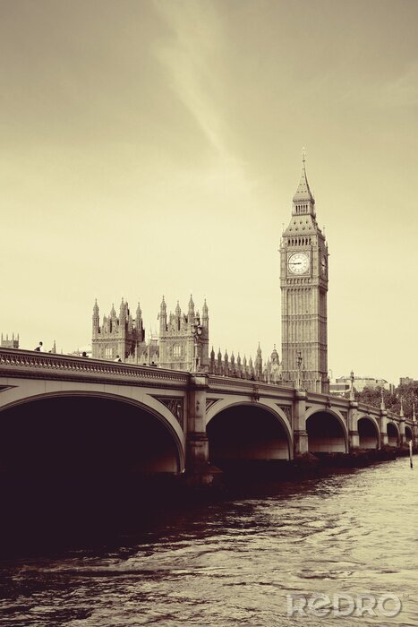 Sticker Stadt London in Sepia