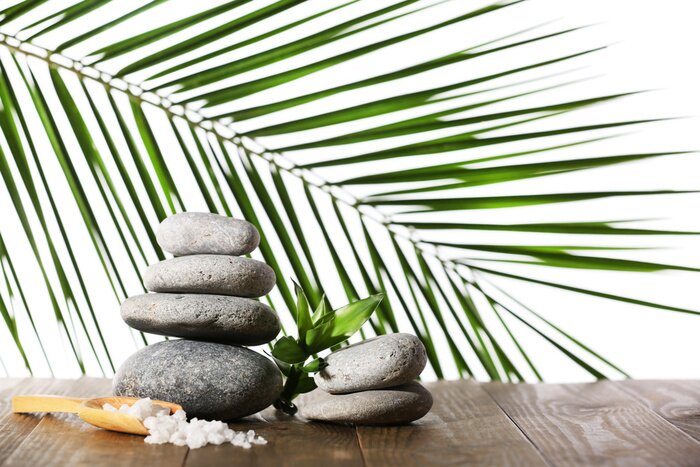 Sticker Stapel Spa-Steine mit einem Löffel Meersalz